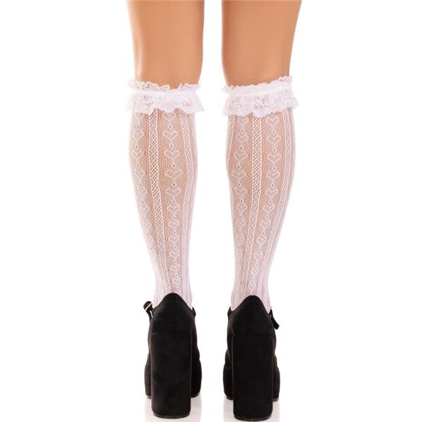 KNEE-HIGH SOCKS WITH RUFFLES BLACK