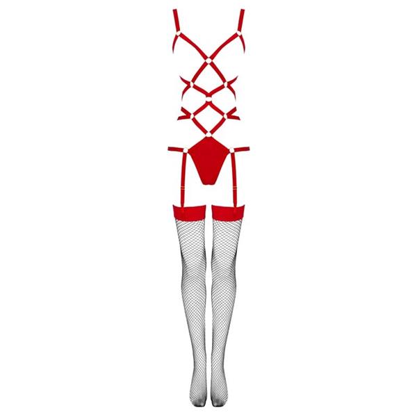 THIARA LC 20213 SET BODY + STOCKINGS RED S/M
