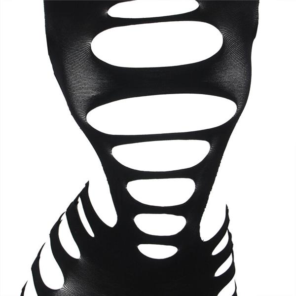 952266 LONG SLEEVE ELASTIC FISHNET DRESS BLACK ONE SIZE