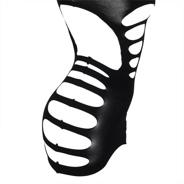 952266 LONG SLEEVE ELASTIC FISHNET DRESS BLACK ONE SIZE