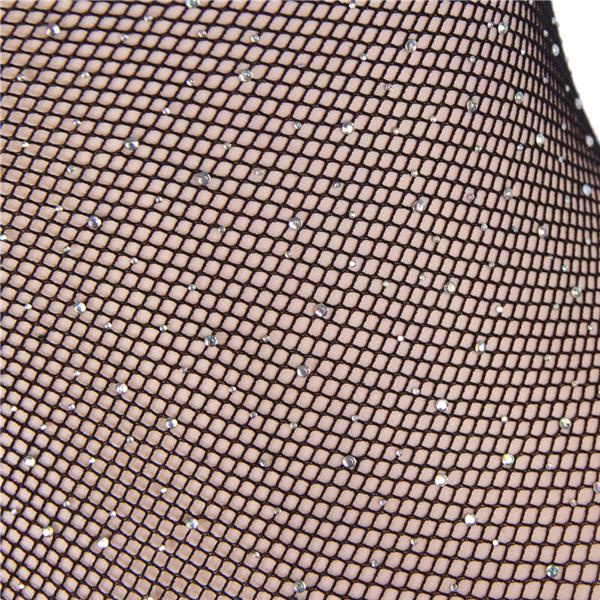 952297 GLOSSY FISHNET BODY WITH OFF SHOULDERS LONG SLEEVE BLACK ONE SIZE