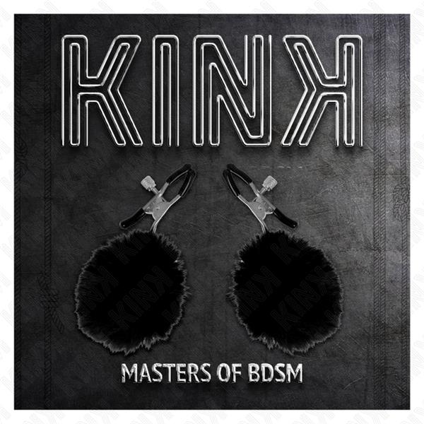 FAUX FUR BALL NIPPLE CLAMP BLACK 6 CM