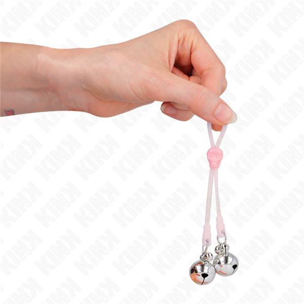 LUMINISCENTNE SKULL NIPPLE CLAMPS S RING BELLS PODESIVE ROZA / SREBRNA