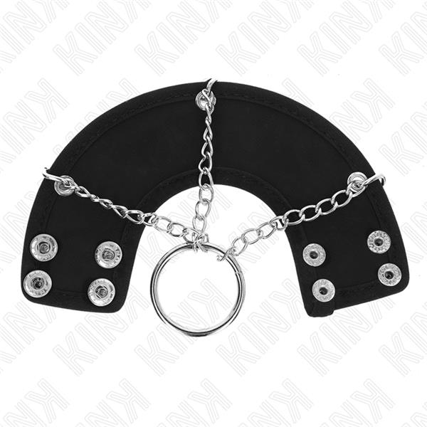 PENIS RING 4 CM CHAIN 7 CM METAL WITH LEATHER BELT