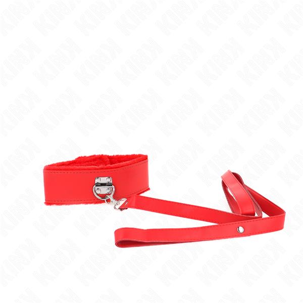 NECKLACE WITH LEASH 116 CM WITH SILVER STUDS MODEL 4 RED ADJUSTABLE 40-48 CM X 6 CM