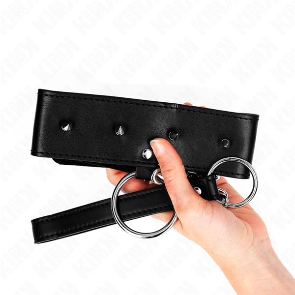 NECKLACE 65 CM WITH LEASH WITH SILVER STUDS MODEL 2 ADJUSTABLE 36-43 CM X 5 CM