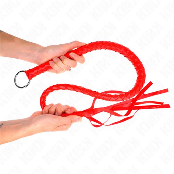 SNAKE WHIP WITH RED HAND RING 65 CM