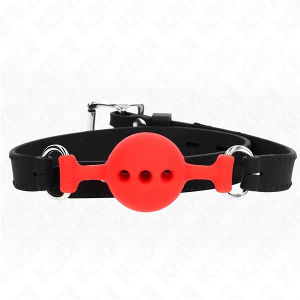 FULL SILICONE GAG 55 x 2 CM WITH 4 CM BALL SIZE S RED ADJUSTABLE 35-51 CM
