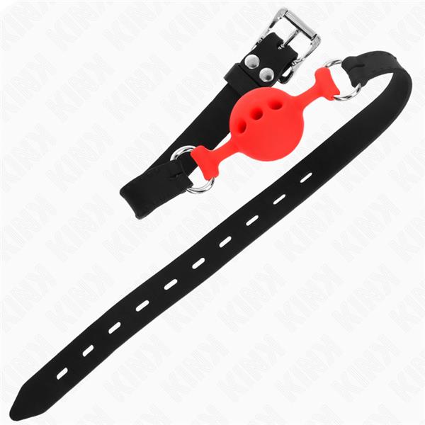 FULL SILICONE GAG 55 x 2 CM WITH 4 CM BALL SIZE S RED ADJUSTABLE 35-51 CM