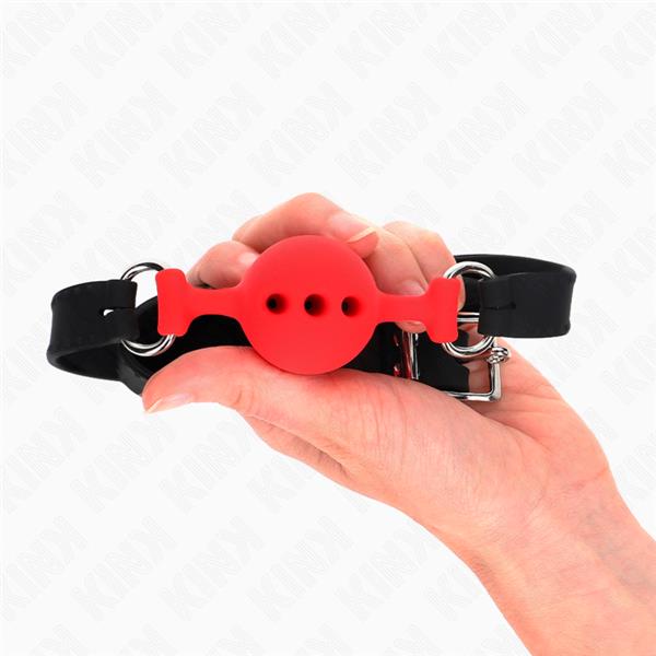 FULL SILICONE GAG 55 x 2 CM WITH 4 CM BALL SIZE S RED ADJUSTABLE 35-51 CM