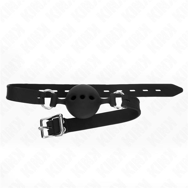 POTPUNI SILIKONSKI GAG 55 x 2 CM S LOPTAŠOM VELIČINE 5 CM CRNI PODESIV 35-51 CM