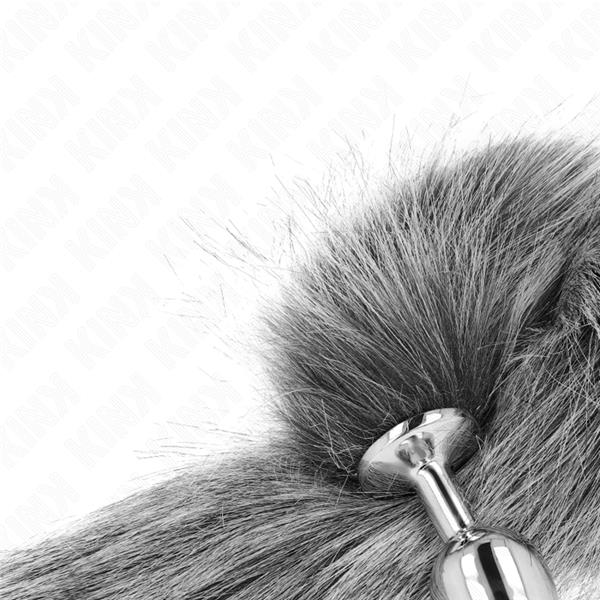 ANAL PLUG SIZE S 7 X 3 CM WITH SYNTHETIC TAIL 40 CM GREY