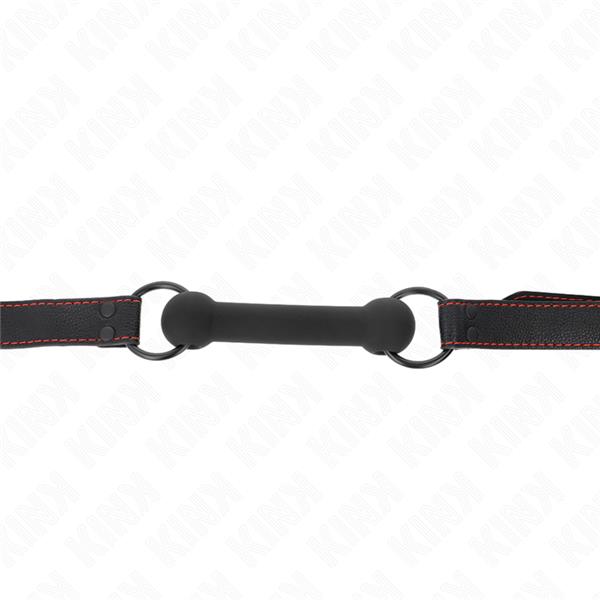 BONE GAG WITH LEATHERETTE STRAP BLACK ADJUSTABLE 41-57 CM