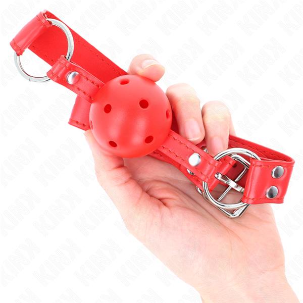 KOMPLET RDEČE HOLLOW HARD BALL GAG 62 x 2 CM