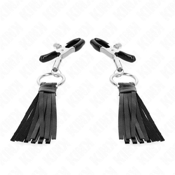 KLAMPE ZA BRADAVICE OD EKO KOŽE S RESICAMA 6 CM