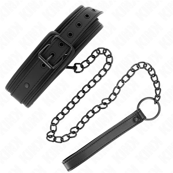 NEOPRENE BONDAGE COLLAR MODEL 1 WITH BELT 78 CM ADJUSTABLE 37.5 X 49.5 CM