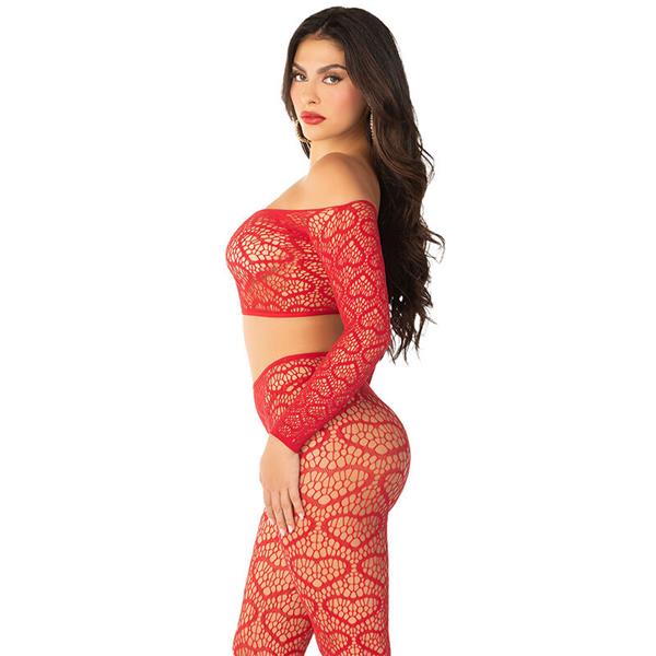 CROP TOP + STOCKINGS RED ONE SIZE