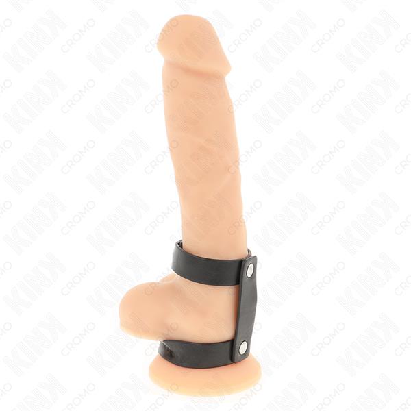 ADJUSTABLE DOUBLE LEATHER PENIS RING