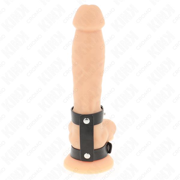 ADJUSTABLE DOUBLE LEATHER PENIS RING