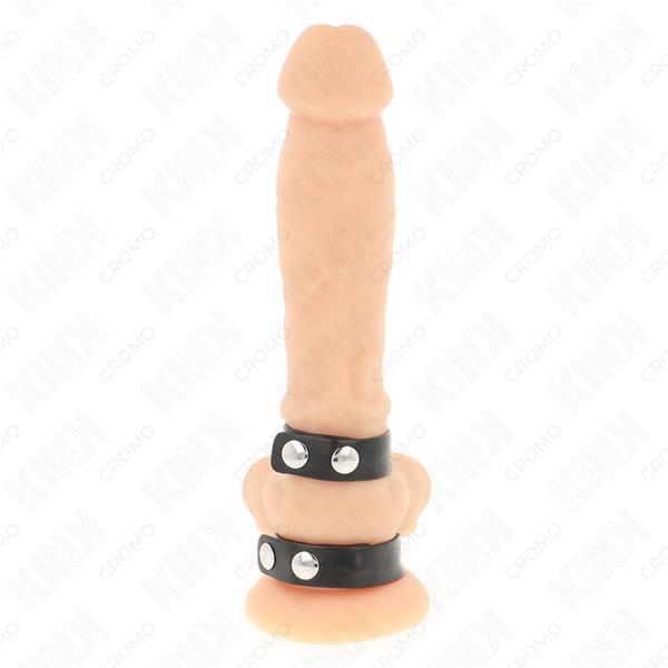 ADJUSTABLE DOUBLE LEATHER PENIS RING