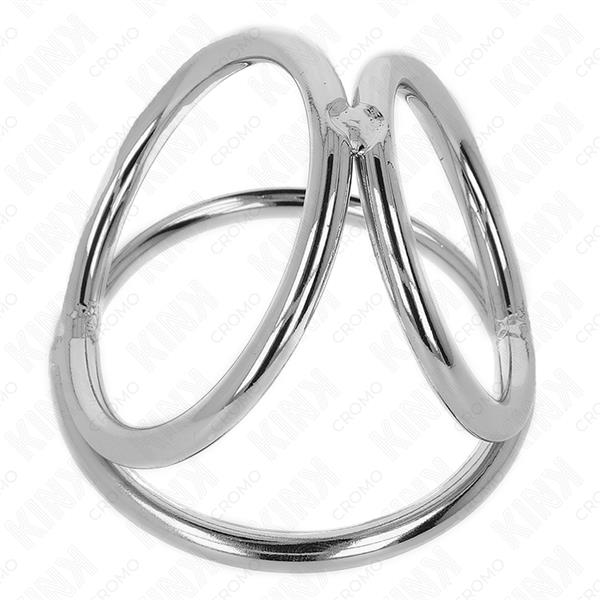 TRIPLE CHROME METAL PENIS RING 3.8 CM TO 5 CM MODEL 2