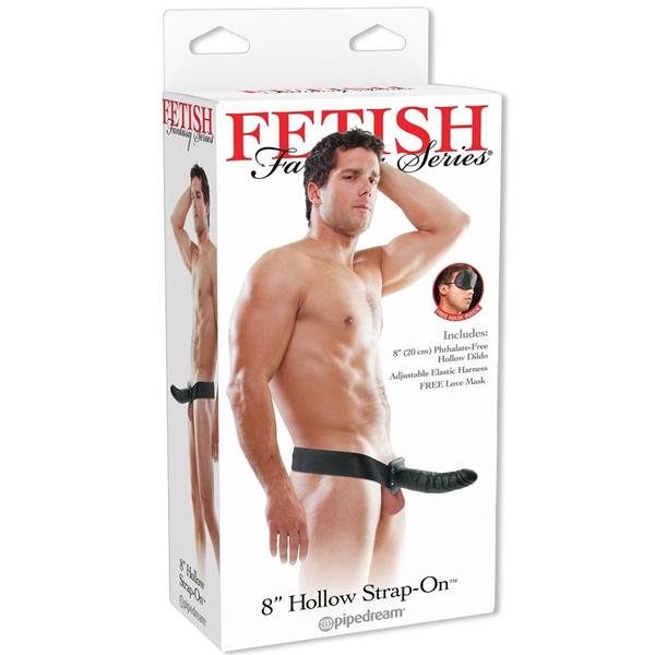 19 CM HOLLOW STRAP-ON BLACK