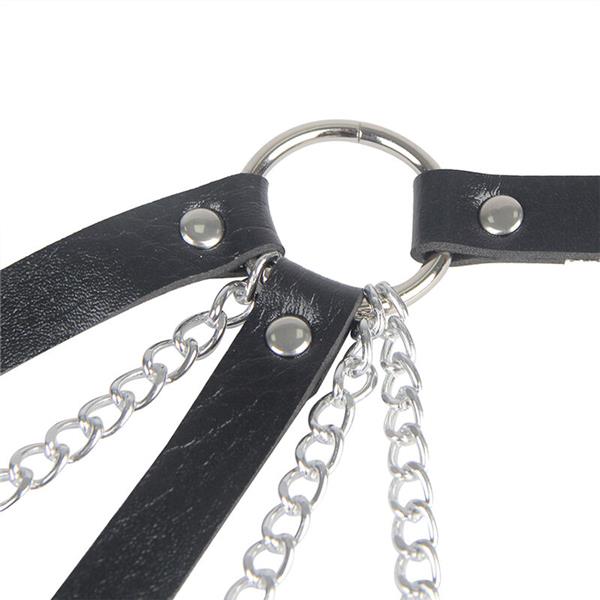 953713 PUNK BONDAGE BELT METAL BUCKLE BLACK ONE SIZE