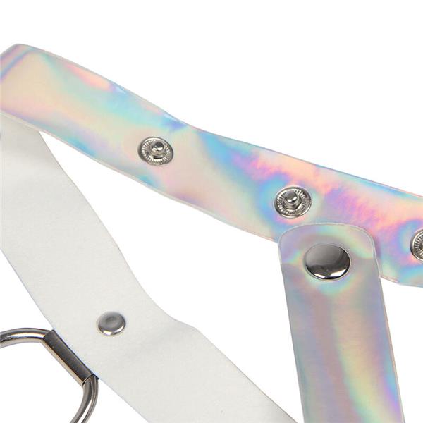 953737 CHEST HARNESS WITH RINGS AND CHAINS SILVER ONE SIZE