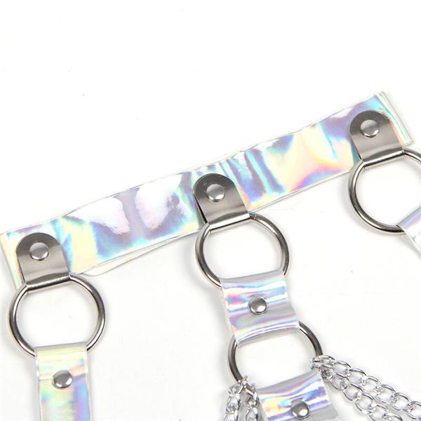 953737 CHEST HARNESS WITH RINGS AND CHAINS SILVER ONE SIZE