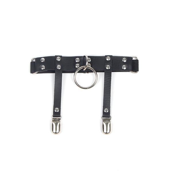 953744 ADJUSTABLE LEATHER PUNK GARTER BLACK ONE SIZE