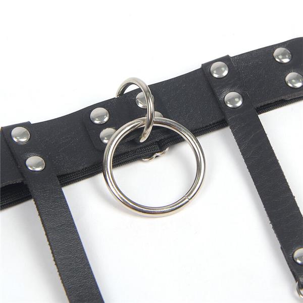 953744 ADJUSTABLE LEATHER PUNK GARTER BLACK ONE SIZE