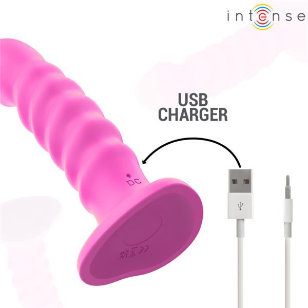 CINDY VIBRATOR SIZE L SPIRAL DESIGN 10 VIBRATIONS PINK REMOTE CONTROL