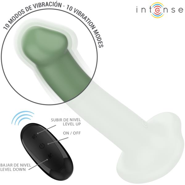 BECCA VIBRATOR WITH SUCTION CUP 10 VIBRATIONS GREEN REMOTE CONTROL