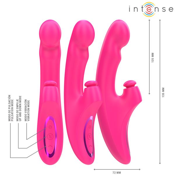 EMI VIBRATOR 13.5 CM MULTIFUNKCIONALNI 3 V 1 10 VIBRACIJ ROZA
