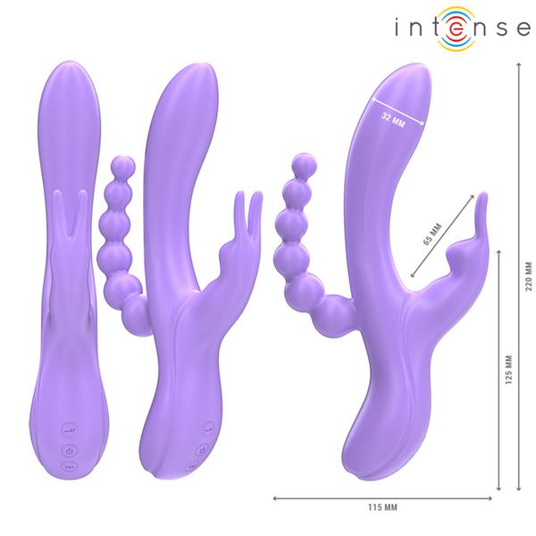 MIKO TROJNI VIBRATOR ZAJEC & STIMULATOR & ANAL 7 VIBRACIJ PURPLE