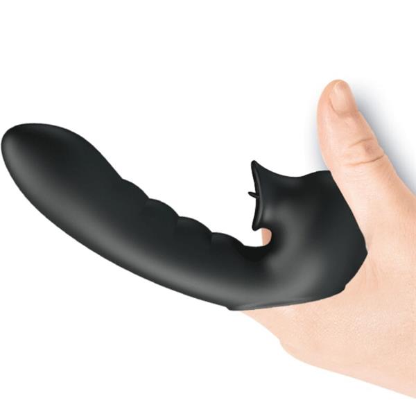 HOBGOBLIN VIBRATING FINGER CASE 12 VIBRATIONS + CLITORIS STIMULATOR BLACK