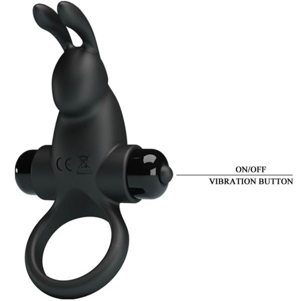 VIBRIRAJOČI OBROČ + RABBIT STIMULATOR KLITORISA 10 VIBRACIJ ČRNA
