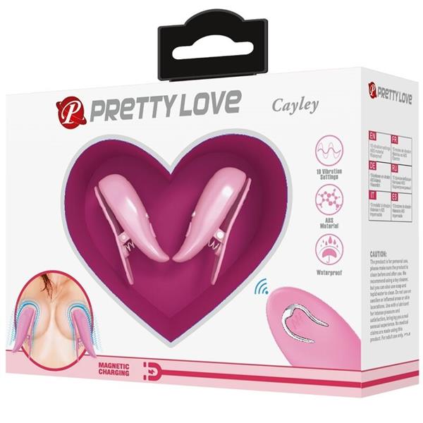 CAILEY NIPPLE CLAMPS 10 VIBRATIONS REMOTE CONTROL PINK