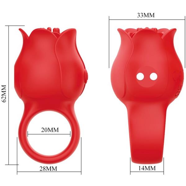 JAE ROSE SHAPED FINGER VIBRATOR 10 VIBRATIONS RED