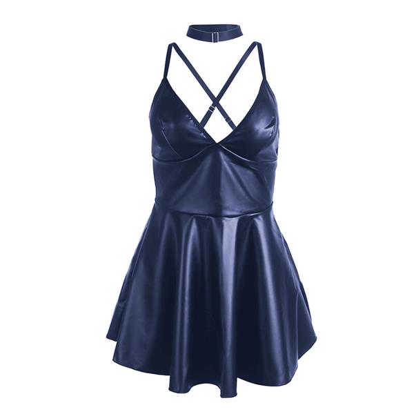 955410 DRESS WITH BLUE LEATHER STRAPS S/M