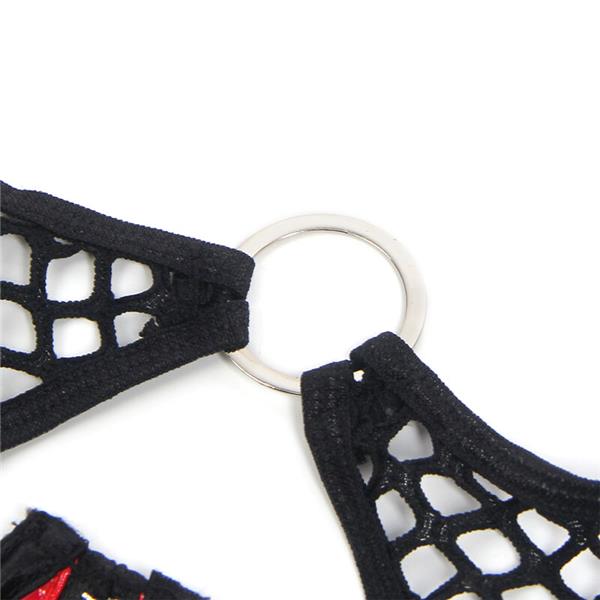 955540 CRVENI PATENT KOŽNI MREŽASTI SET S BRAVOM S/XL