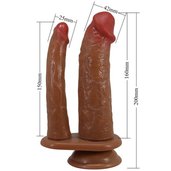 HULBERT DOUBLE REALISTIC DILDO WITH VIBRATION MULATO