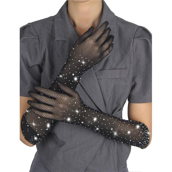 957469SHINE TRANSPARENT GLOVES BLACK S/M