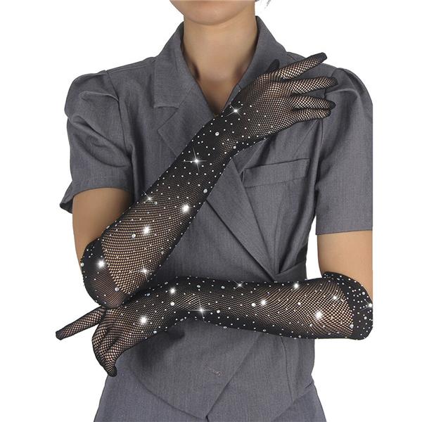 957469SHINE TRANSPARENT GLOVES BLACK S/M