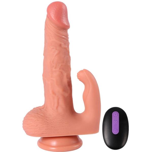 HAYDEN DILDO IN STIMULATOR KLITORISA Z VIBRACIJO IN DALJINSKIM UPRAVLJALNIKOM 16 CM