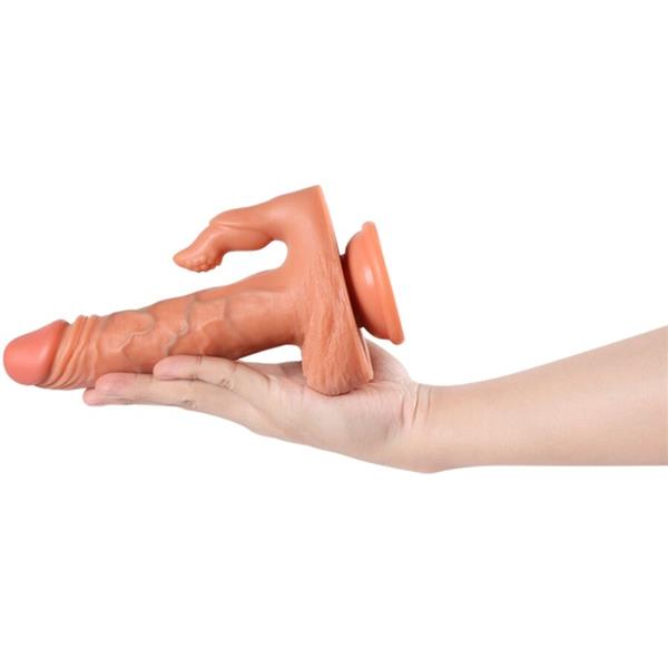 JULIAN DILDO IN STIMULATOR KLITORISA Z VIBRACIJO IN DALJINSKIM UPRAVLJALNIKOM 16 CM
