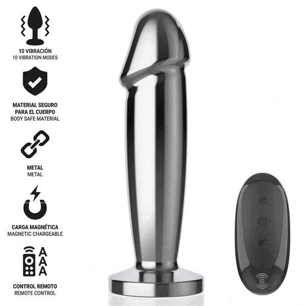 ANAL PLUG 10 VIBRATIONS METAL DILDO WITH REMOTE CONTROL S