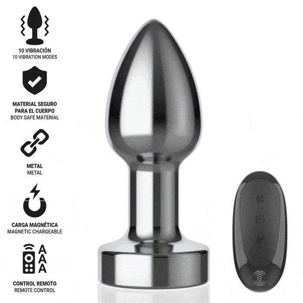 ANAL PLUG 10 VIBRATIONS METAL WITH REMOTE CONTROL S