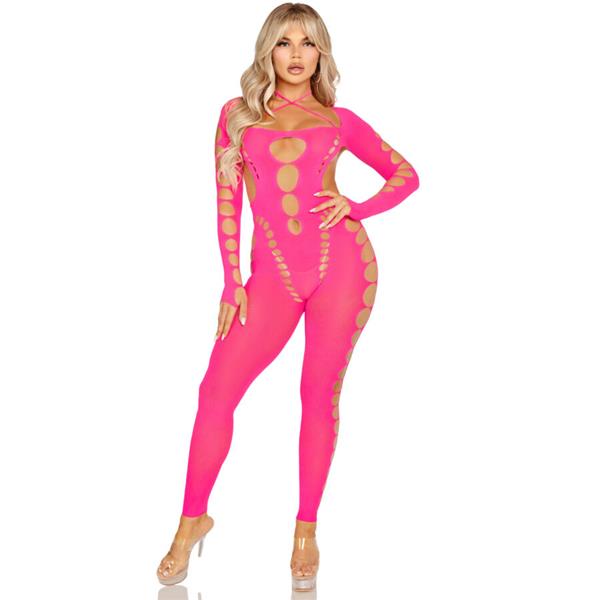 PINK OPEN BACK BODYSTOCKING ONE SIZE