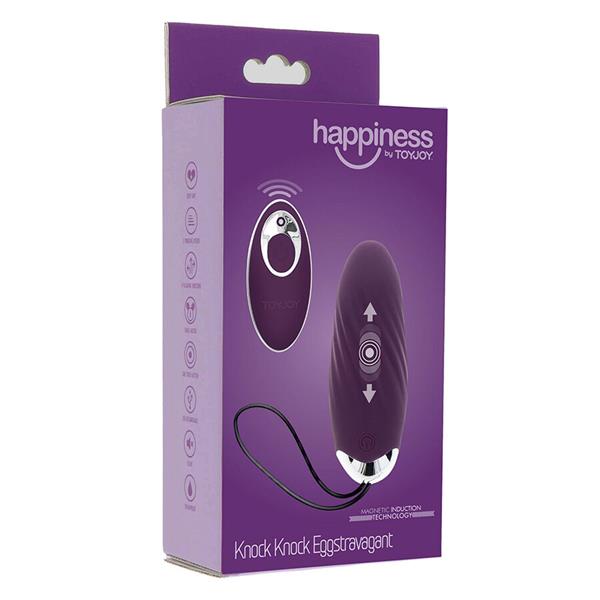 HAPPINESS KNOCK KNOCK EGGSTAVAGANT VIBRATOR WITH REMOTE CONTROL PURPLE